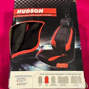 Hudson Faux Leather Sport Seat Cover - Black and Red